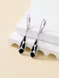 TOUPOP Sterling Silver Black Onyx Dangle Leverback Earrings-0-1