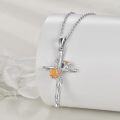 wholesale 925 Sterling Silver Orange Poppy Birth Flower Cross Pendant Necklace for Women-0-2