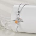 wholesale 925 Sterling Silver Cross Pendant With Orange Enamel Flower Design-0-2
