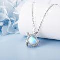 wholesale 925 Sterling Silver Blue Moonstone Sea Turtle Pendant Necklace for Women-0-2