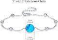 wholesale 925 Sterling Silver Blue Fire Opal Beaded Chain Bracelet for Women s-0-1