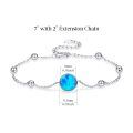 wholesale 925 Sterling Silver Blue Fire Opal Beaded Chain Bracelet for Women s-0-1