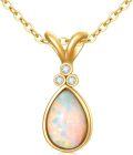 wholesale 14K Gold Teardrop Opal Diamond Pendant Necklace-0-0