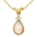wholesale 14k Gold Opal Pendant Necklace With Lab Diamond Accents-0-0