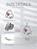 wholesale 925 Sterling Silver 925 Red Cardinal in Heart Pendant Necklace for Women and Girls-0-4