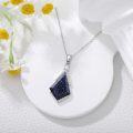 wholesale 925 Sterling Silver Cubic Zirconia Accent Triangle Pendant with Lapis Lazuli and Blue Stone Elements Necklaces-0-16