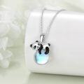 wholesale 925 Sterling Silver Panda Opalite Round Pendant Necklace-0-3