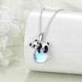 wholesale 925 Sterling Silver Panda Pendant Necklace Wholesale With Moonstone Base-0-3