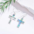 wholesale 925 Sterling Silver Abalone Shell Mountain Mustard Seed Cross Drop Earrings-0-1