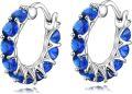 wholesale 925 Sterling Silver Blue Crystal Antler Hoop Earrings for Women-0-0