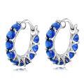 wholesale 925 Sterling Silver Blue Crystal Hoop Earrings-0-0