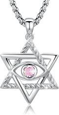 wholesale 925 Sterling Silver Star of David Evil Eye Pendant with Birthstone-0-0