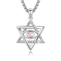 wholesale 925 Sterling Silver Star Of David Pendant With Green Eye Design-A10-October