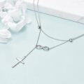 wholesale 925 Sterling Silver Infinity Cross Lariat Layered Necklace Christmas Gift for Women-0-2