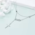 wholesale 925 Sterling Silver Infinity Cross Lariat Layered Necklaces Wholesale Christmas Gift for Women-0-2