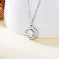 wholesale White Gold Plated 925 Sterling Silver Moissanite 1ct D Color Round Halo Pendant Necklace - 18+2 Chain-0-3