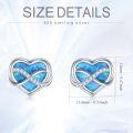 wholesale 925 Sterling Silver Blue Fire Opal Infinity Heart Stud Earrings with Cubic Zirconia Accents-0-3