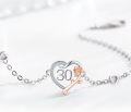 wholesale 925 Sterling Silver Rose Gold Plated Heart-Shaped Bracelet with Cubic Zirconia Accents and Numbered Charm - Perfect Gift for Her on Special Occasions-0-3