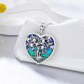 wholesale 925 Sterling Silver Heart-Shaped Blue and Green Enamel Tree of Life Pendant Necklace for Women & Girls - Family Love s-0-2