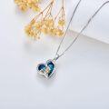 wholesale 925 Sterling Silver Heart-Shaped Blue Crystal Chipmunk Love Forever Pendant Necklace-0-4