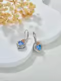 TOUPOP Sterling Silver Crystal Roses Flower Dangle Drop Earrings-0-1