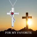 wholesale 925 Sterling Silver White Gold & Sterling Silver Birthstone Cross Urn Necklace for Ashes – Infinity Engraved Cremation Pendant with 1.35mm Chain-0-3