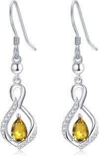wholesale 925 Sterling Silver Crystal Infinity Earrings w Birthstone Drop Dangle-11 Nov