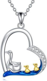 wholesale 925 Sterling Silver Heart Necklace with Goose and Ducks Pendant-M-Duck