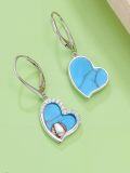 wholesale Turquoise Heart Earrings 925 Sterling Silver Sports Drop Dangle Earring Leverback Jewelry Christmas Gifts For Women Her -0-1