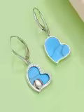 TOUPOP Sterling Silver Turquoise Drop Dangle Leverback Earrings-0-1