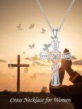 wholesale TOUPOP Cross Necklace For Women 925 Sterling Silver Butterfly Necklace Faith Jewelry Christian Pendant Necklace For Women Gift For Birthday -0-4