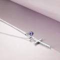 wholesale 925 Sterling Silver Cross Pendant With Blue Opal And Philippians Inscription-0-66