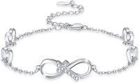 wholesale 925 Sterling Silver Infinity Cross Charm Bracelet with Cubic Zirconia Stones for Women and Girls-Infinity Cross Bracelets