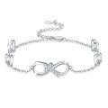 wholesale 925 Sterling Silver Infinity Bracelet With Crystal Cross And Heart Links-0-0