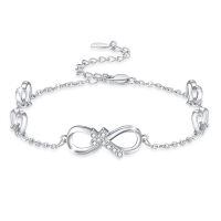 wholesale 925 Sterling Silver Infinity Bracelet With Crystal Cross And Heart Links-Infinity Cross Bracelets
