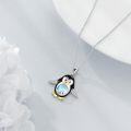 wholesale 925 Sterling Silver Blue Moonstone Penguin Pendant Necklace for Women Girls  48cm Chain Length-0-3