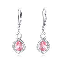 wholesale 925 Sterling Silver Infinity Birthstone Dangle Earrings for Women-10 Oct