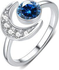 wholesale 925 Sterling Silver Moonstone Birthstone Rings for Women Adjustable Open Ring Gift for Wife Mom Daughter-september birthstone