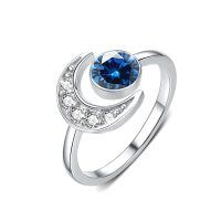 wholesale 925 Sterling Silver Moon And Stars Rings Wholesale With Amethyst And Clear Crystals Elegant Open Band Design-september birthstone