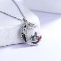wholesale 925 Sterling Silver Moon Tree with Red Heart Pendant Necklace-0-1