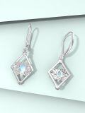 TOUPOP Sterling Silver Moonstone Lotus Dangle Leverback Earrings-0-3