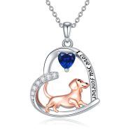 wholesale 925 Sterling Silver Corgi Love Forever Pendant Necklace-1-09-September