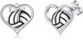 wholesale 925 Sterling Silver Heart-Shaped Sports Ball Stud Earrings for Women and Girls - Volleyball & Football Design s-0-0