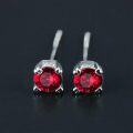 wholesale 925 Sterling Silver Red Garnet Stud Earrings with Cubic Zirconia Accents-0-3