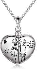 wholesale 925 Sterling Silver Heart Shaped Photo Frame Pendant for Sisters' Gifts-0-0
