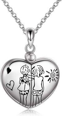 wholesale 925 Sterling Silver Heart Shaped Photo Frame Pendant for Sisters' Gifts-Friends Sisters Locket