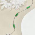 wholesale 925 Sterling Silver Green Jade Beaded Chain Ankle Anklet for Women Beach Foot Jewelry-0-1
