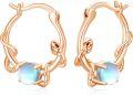 wholesale Rose Gold 925 Sterling Silver Moonstone Snake Huggie Hoop Earrings - Vintage  for Women-0-0