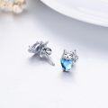 wholesale 925 Sterling Silver Blue Heart Cat Stud Earrings - Adorable Kitty  for Her-0-1