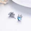wholesale 925 Sterling Silver Blue Heart Cat Stud Earrings - Adorable Kitty  for Her-0-1